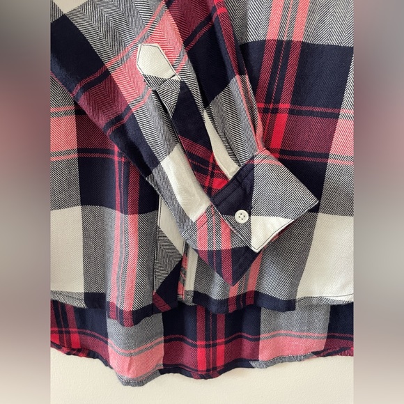 Rails Hunter Plaid Long Sleeve Button-Down Shirt Size Small White Indigo Blush - Picture 6 of 8